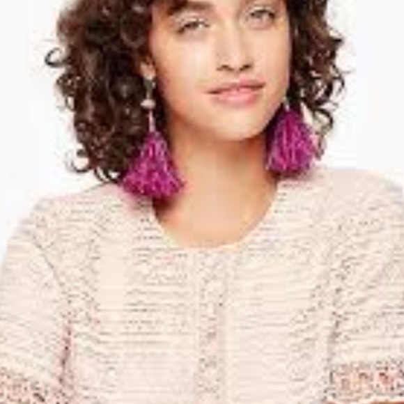 Kate Spade - Swing Time Tassel Drop Feather Earrings, Purple Multi, NWT - Picture 8 of 9